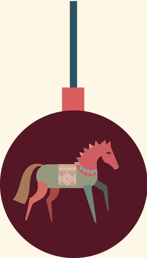 Pferd in einer Weihnachtskugel