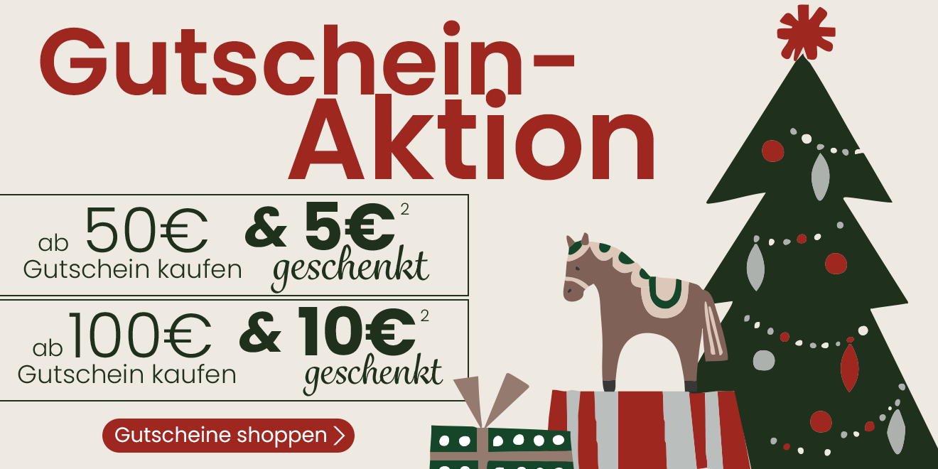Gutschein-Aktion: ab 50 € Gutschein kaufen & 5 € geschenkt, ab 100 € Gutschein kaufen & 10 € geschenkt². Gutscheine shoppen