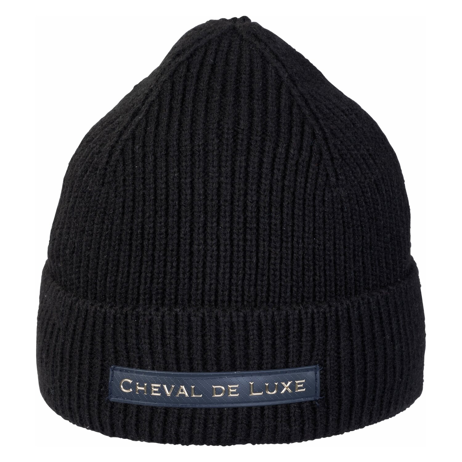 Cheval de Luxe Strickmütze mit Logopatch – Ansicht 1
