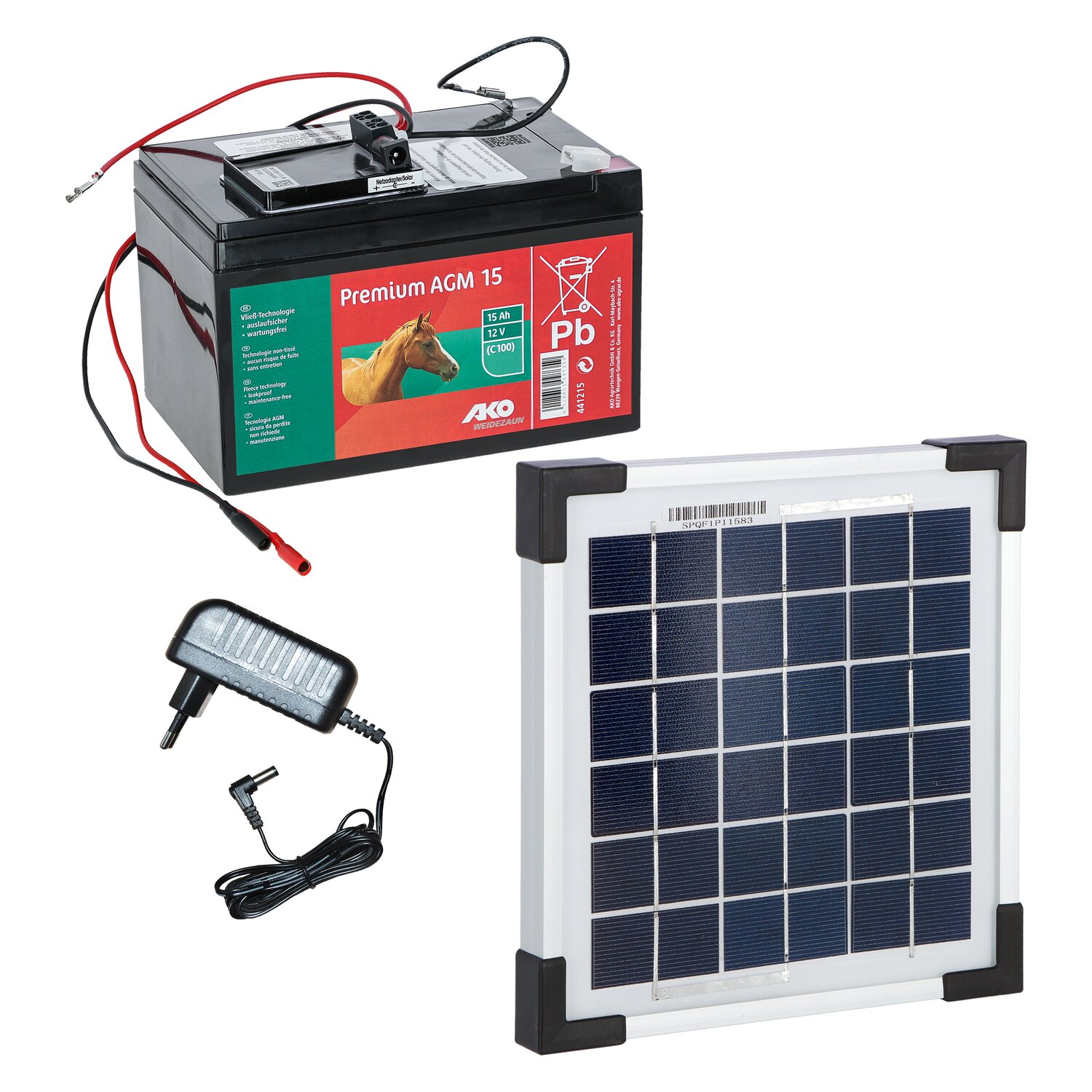 AKO Solarset 5 Watt - Solarmodul 5W und AGM Akku 12 V inkl. Laderegler und Netzteile &ndash; Ansicht 1