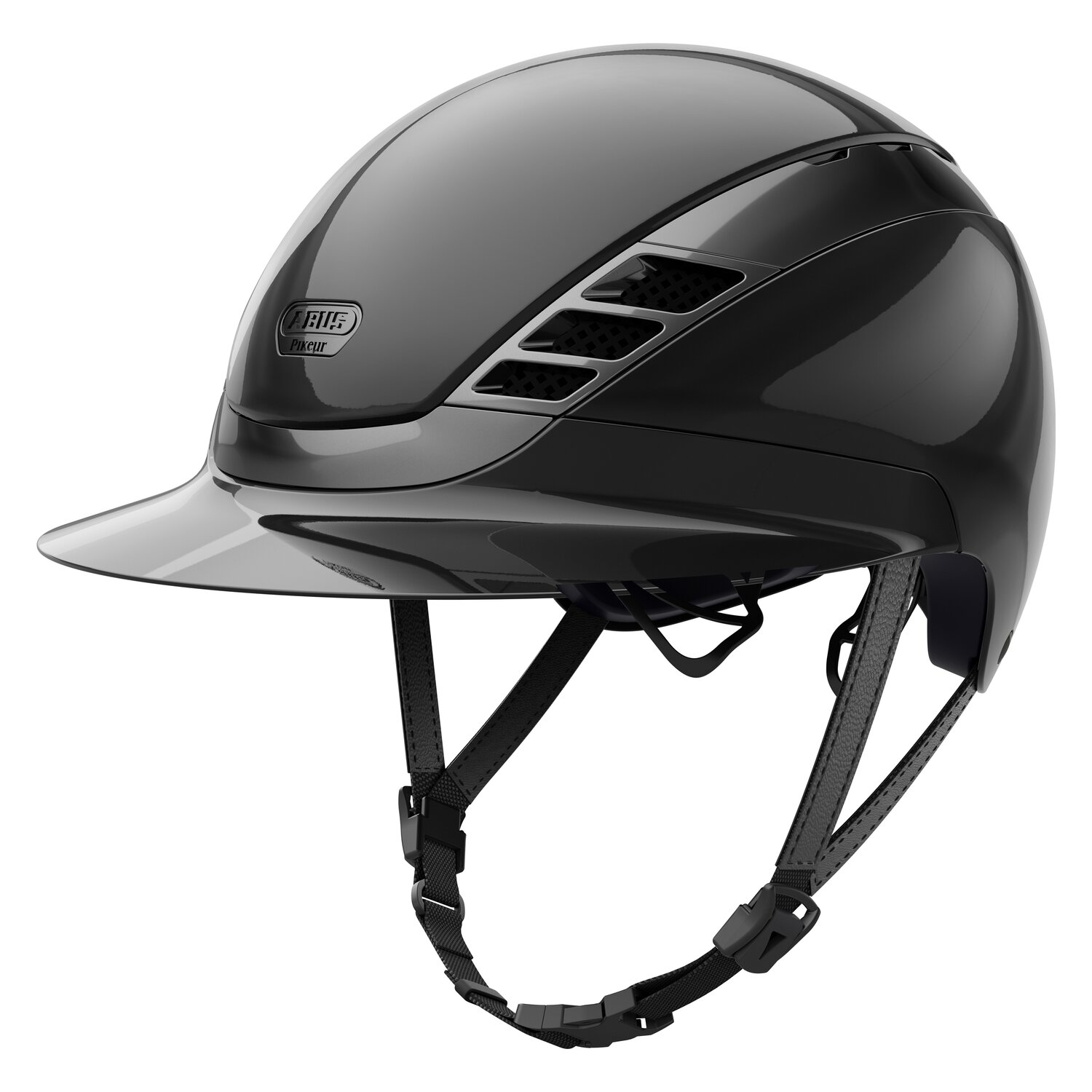 ABUS PIKEUR Reithelm AirLuxe Chrome Long Vizor – Ansicht 1