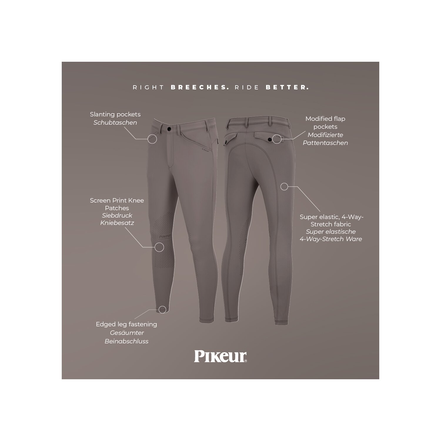 PIKEUR Sports Collection Kniebesatz-Reithose New Rodrigo KN, für Herren – Ansicht 8