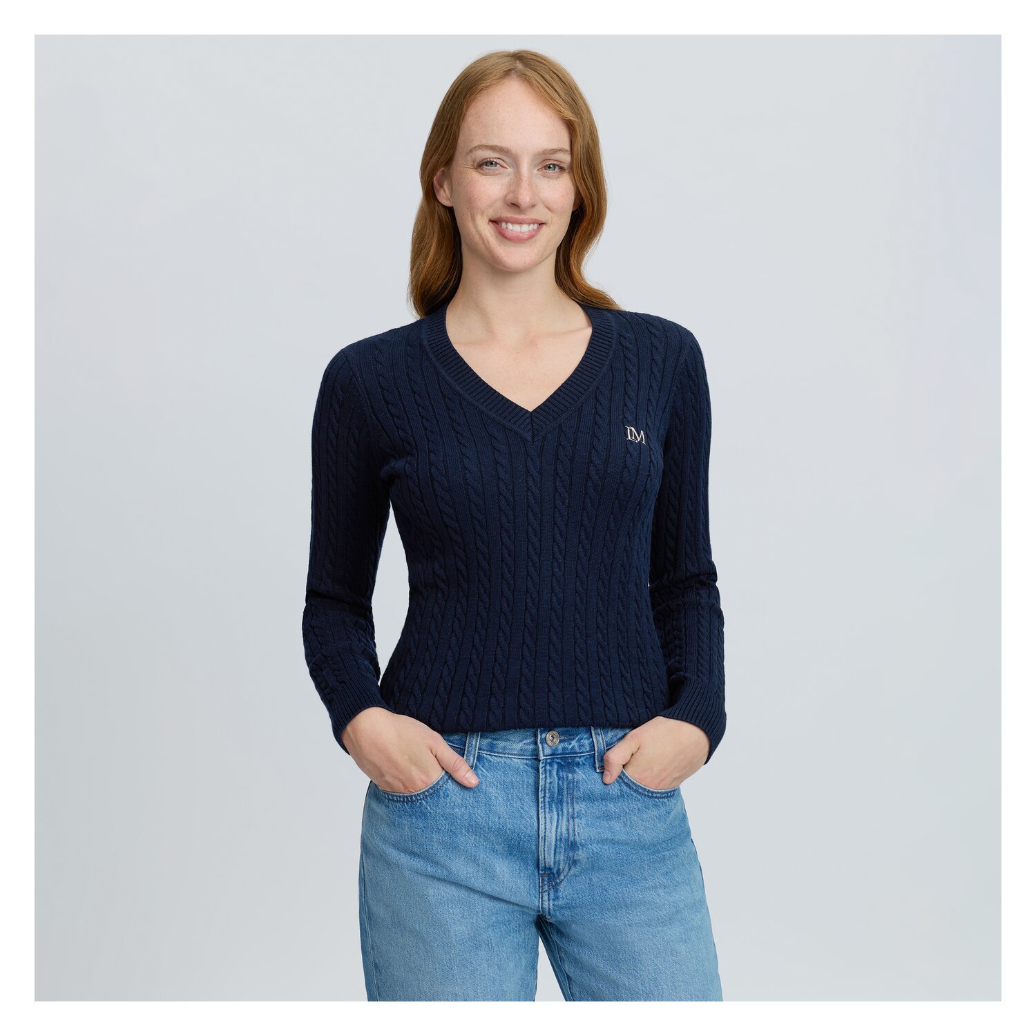 LeMieux Pullover Knit Jumpers V-Neck Cora Cable &ndash; Ansicht 2