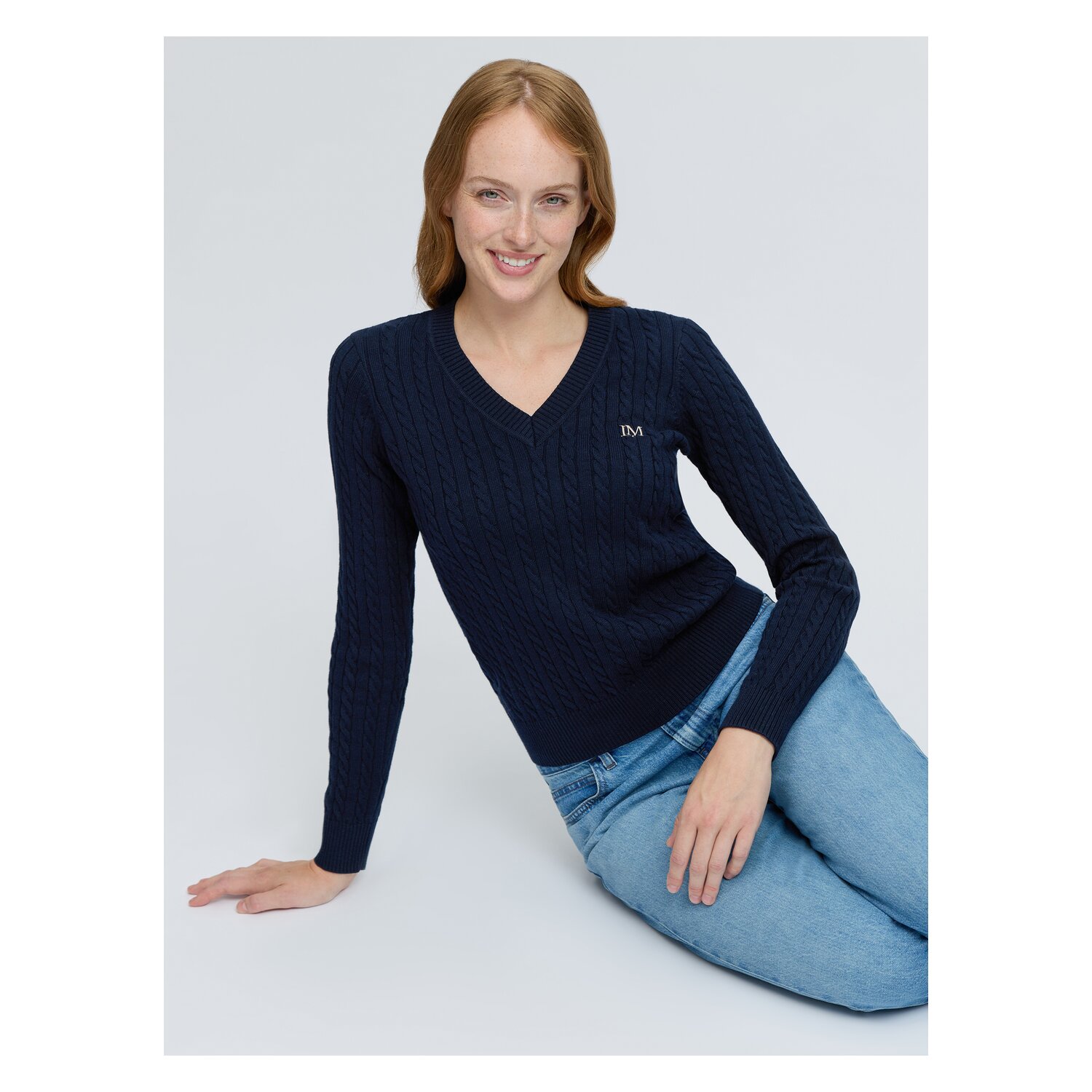 LeMieux Pullover Knit Jumpers V-Neck Cora Cable &ndash; Ansicht 4