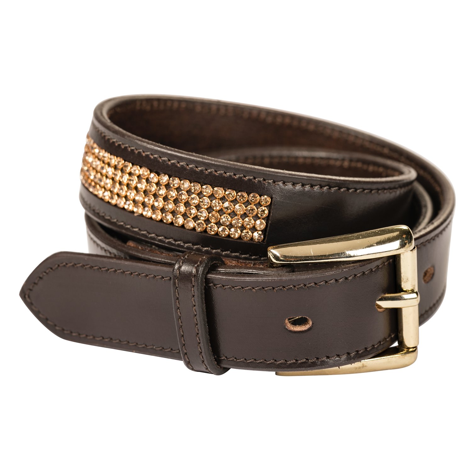 Ledergürtel mit 4-reihiger Strasskette – Ansicht 1