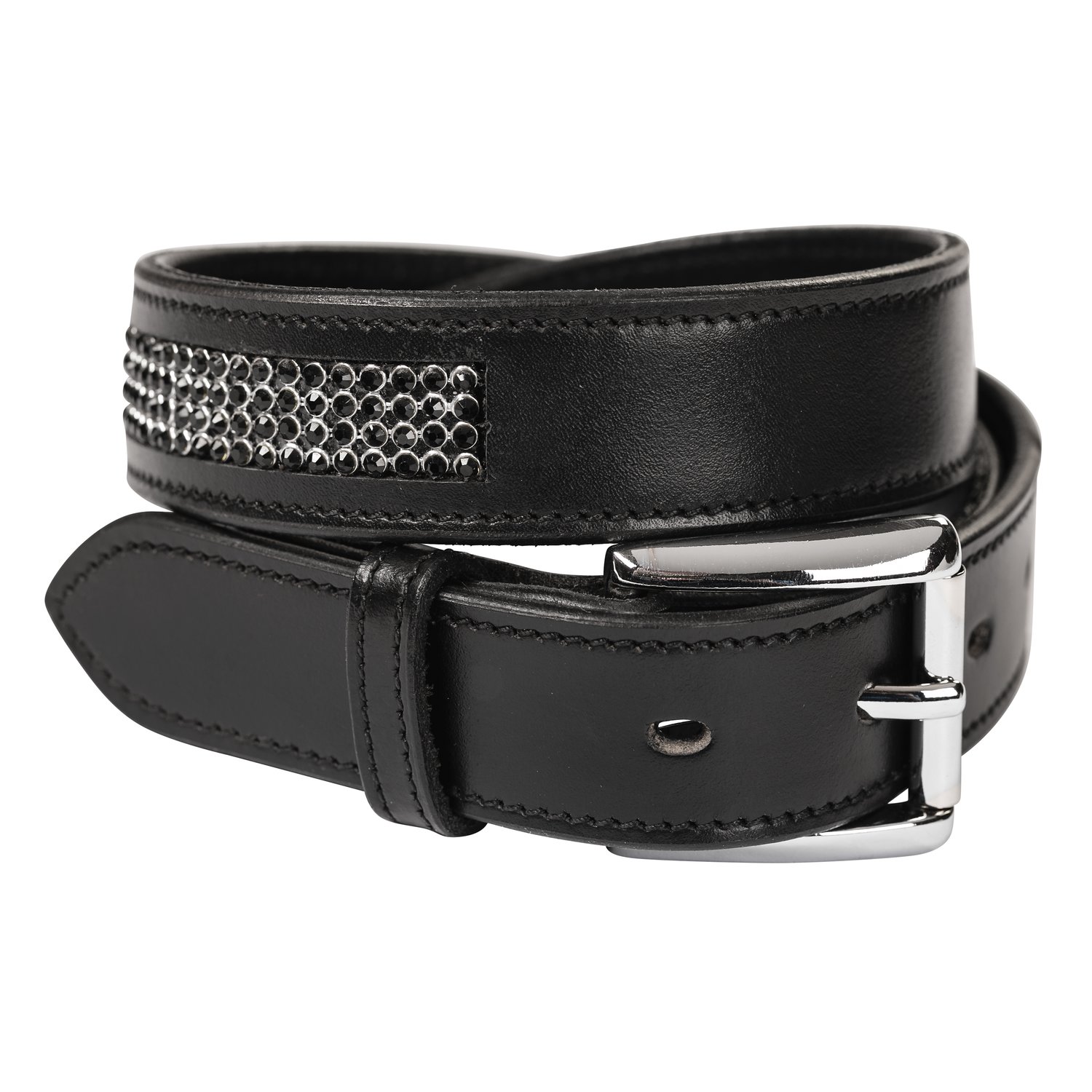 Ledergürtel mit 4-reihiger Strasskette – Ansicht 1