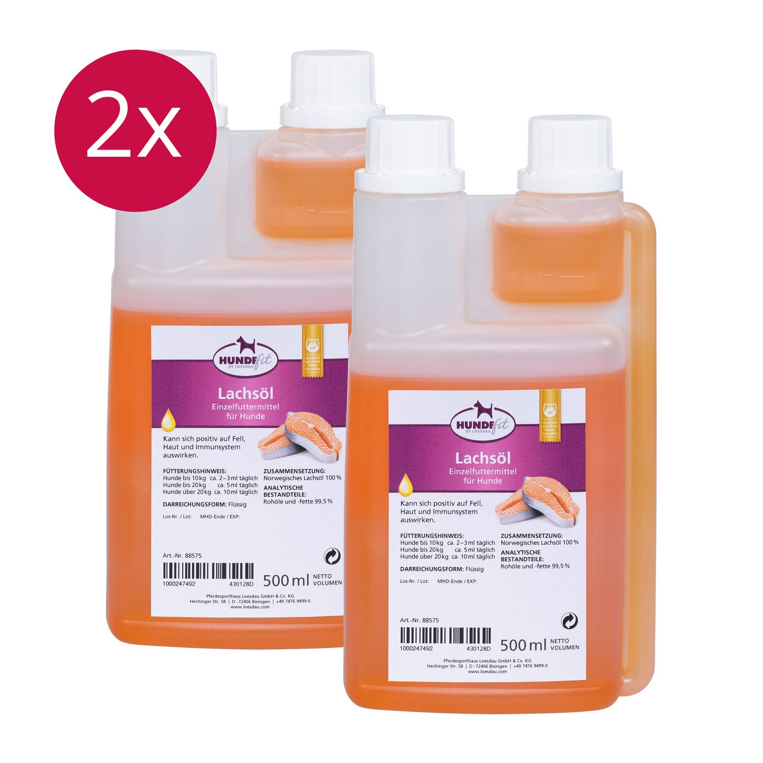 HUNDEfit by Loesdau Set Wohlbefinden für Hunde, Lachsöl – Ansicht 1