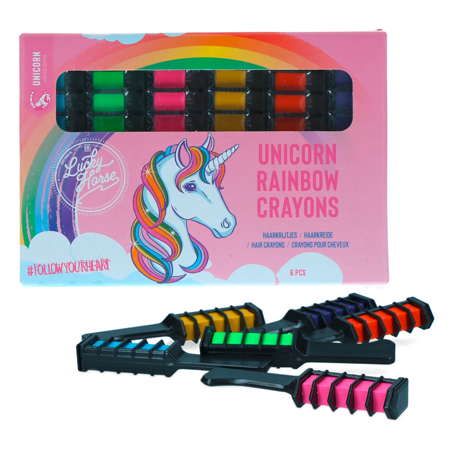 Regenbogenfarbige Kreide Lucky Horse Unicorn – Ansicht 1