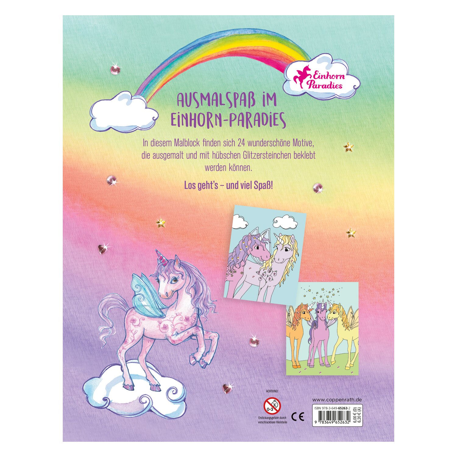 COPPENRATH Malblock mit Glitzersteinen Einhorn-Paradies &ndash; Ansicht 2