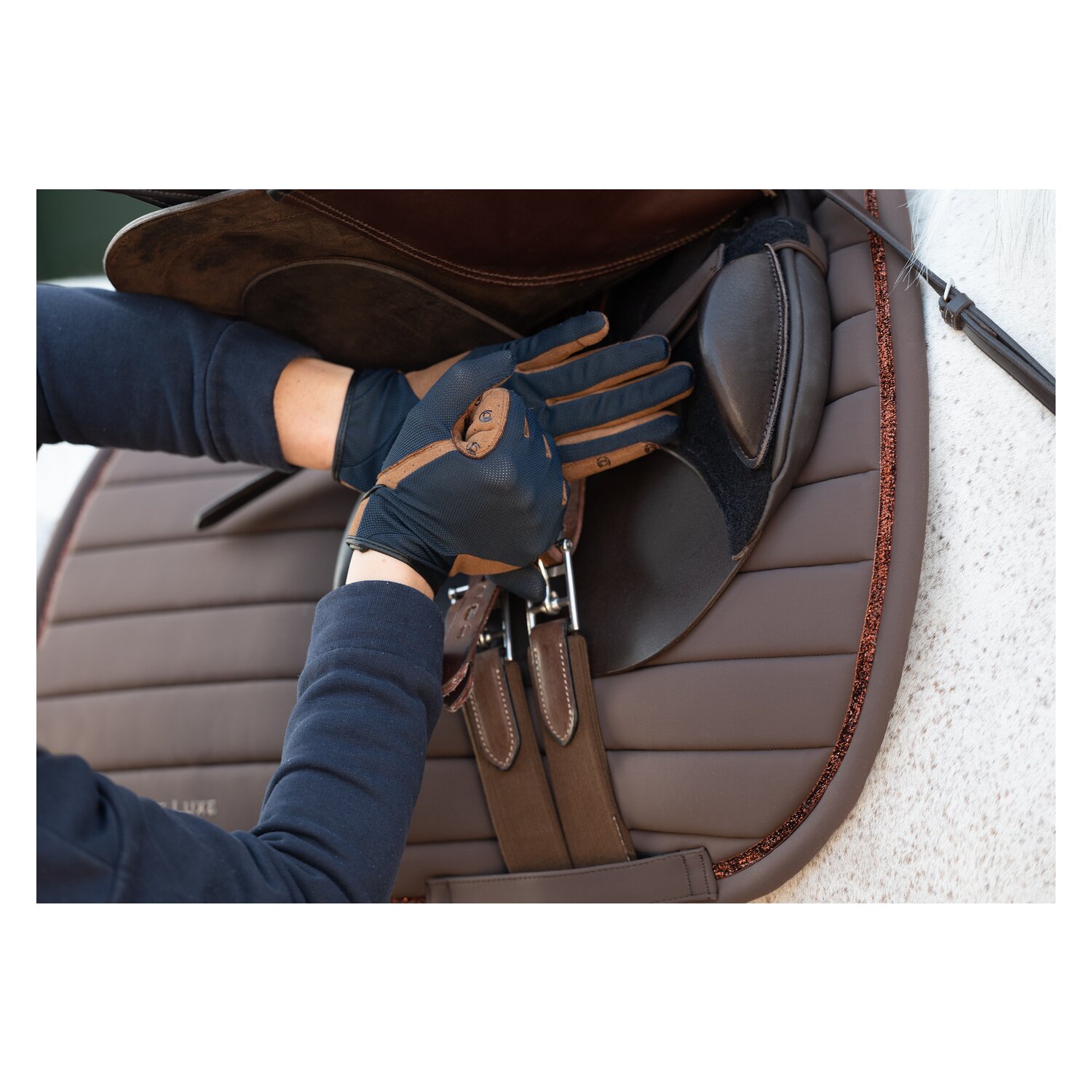 Cheval de Luxe Reithandschuhe Bicolor mit Mesh &ndash; Ansicht 3