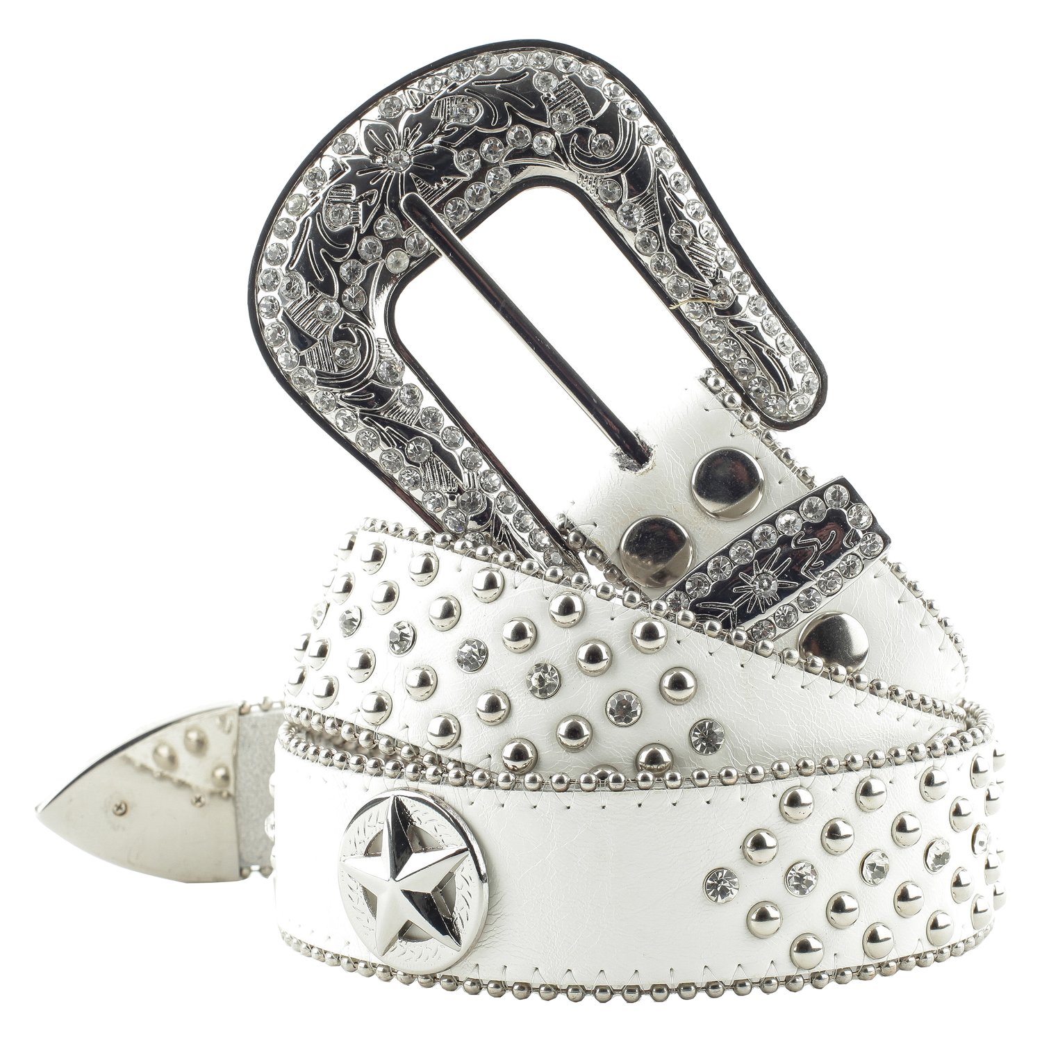 STARS & STRIPES Gürtel mit Glitzer, Nieten und Conchos – Ansicht 1