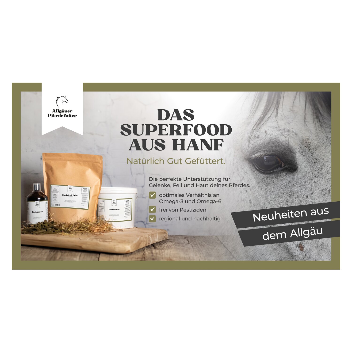 Allgäuer Pferdefutter Hanfstroh Cobs mit CBD – Ansicht 2