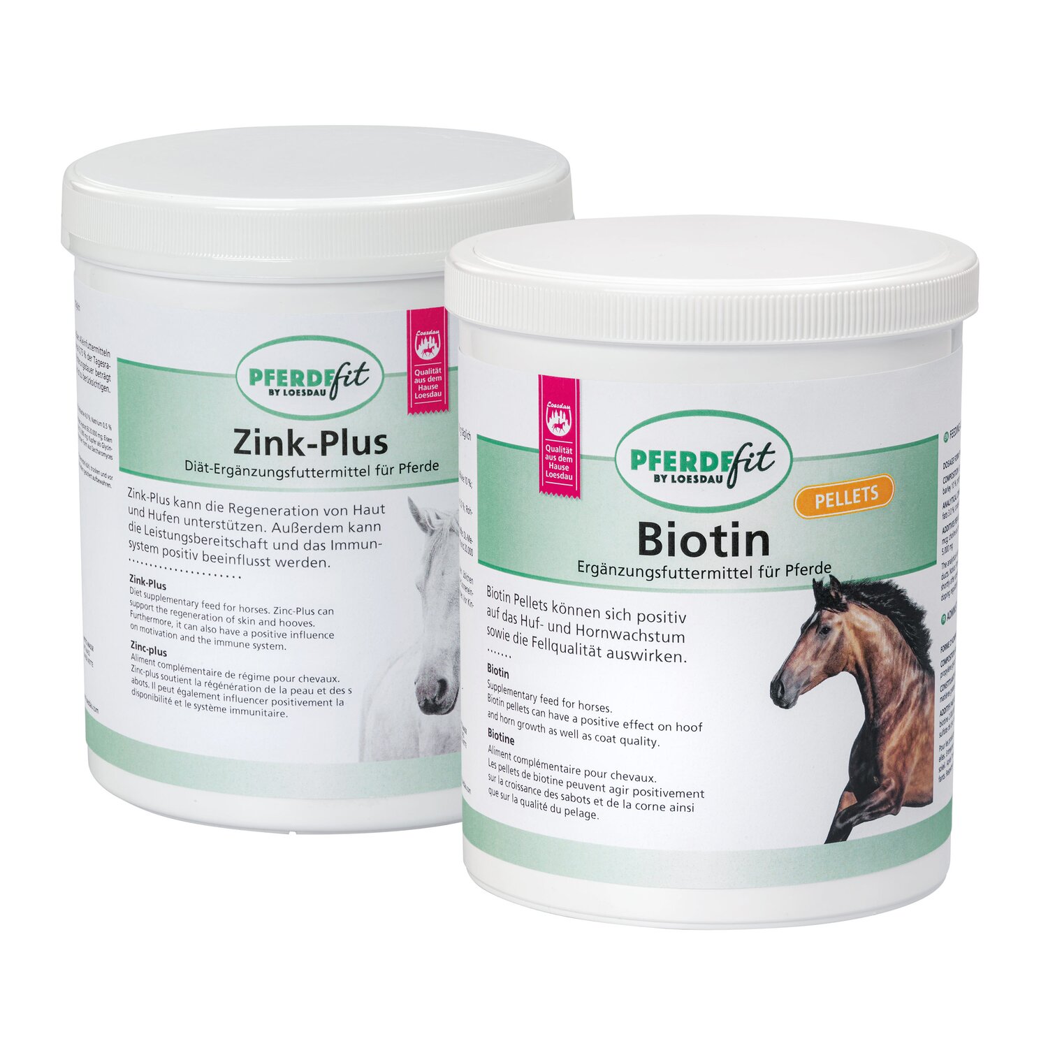 PFERDEfit by Loesdau Set Fell & Huf, Zink-Plus + Biotin Pellets – Ansicht 1
