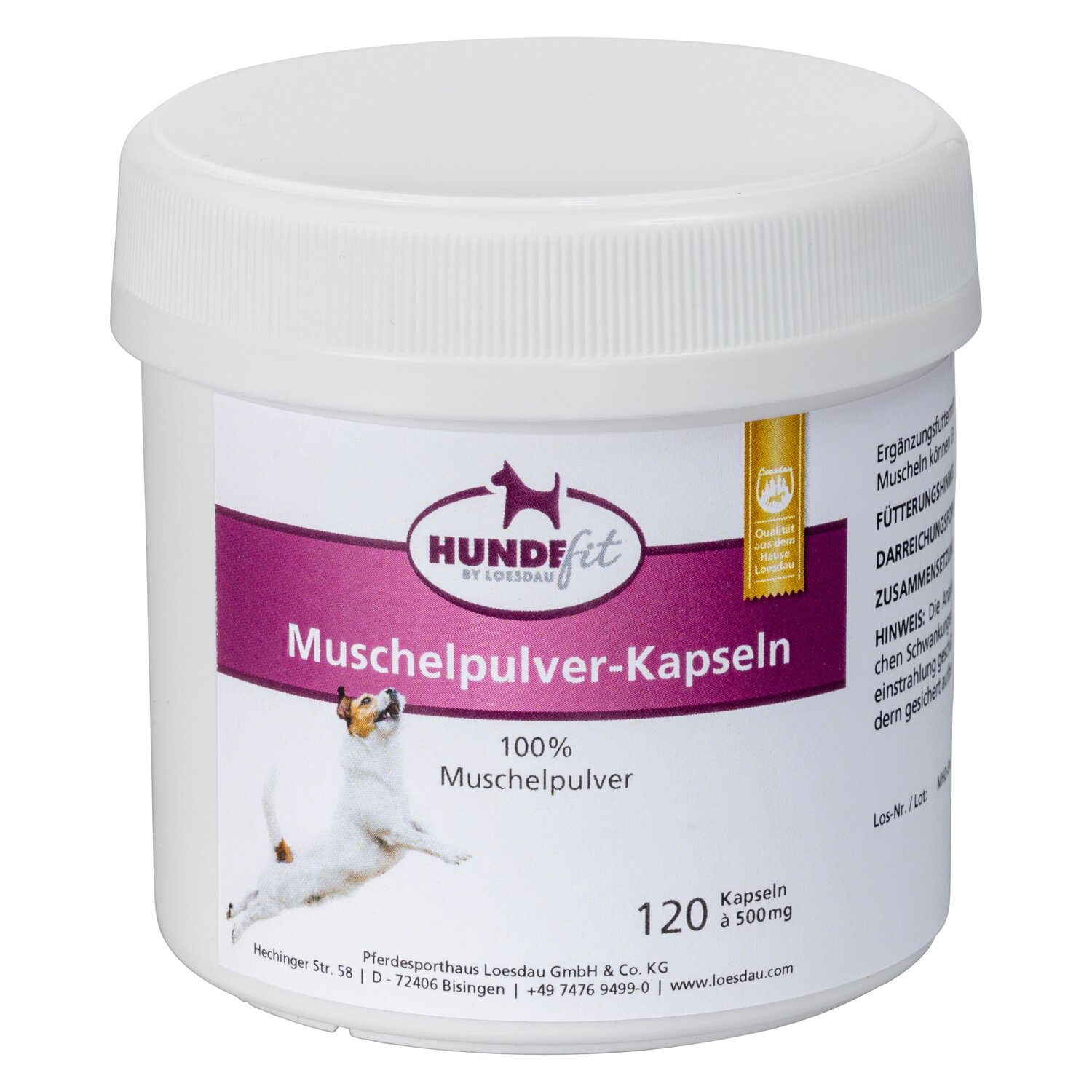 HUNDEfit by Loesdau Muschelpulver-Kapseln pur für Hunde – Ansicht 1