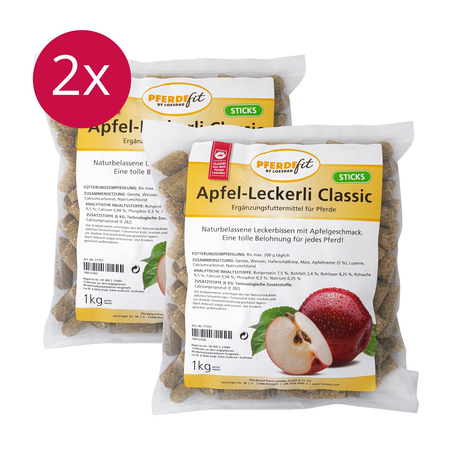 PFERDEfit by Loesdau 2er-Set Apfel Leckerli Classic &ndash; Ansicht 1