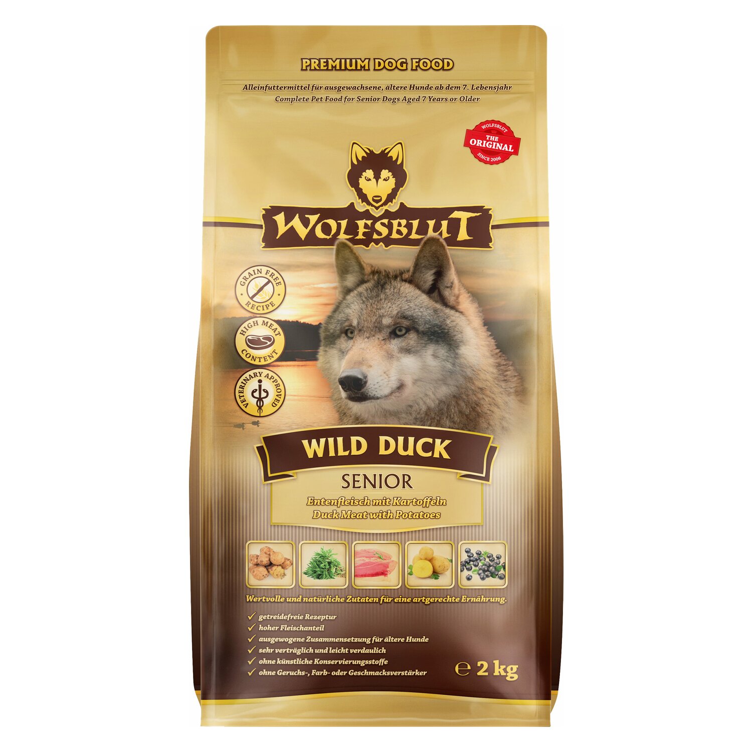 WOLFSBLUT Trockenfutter Senior Wild Duck 2kg | Ente