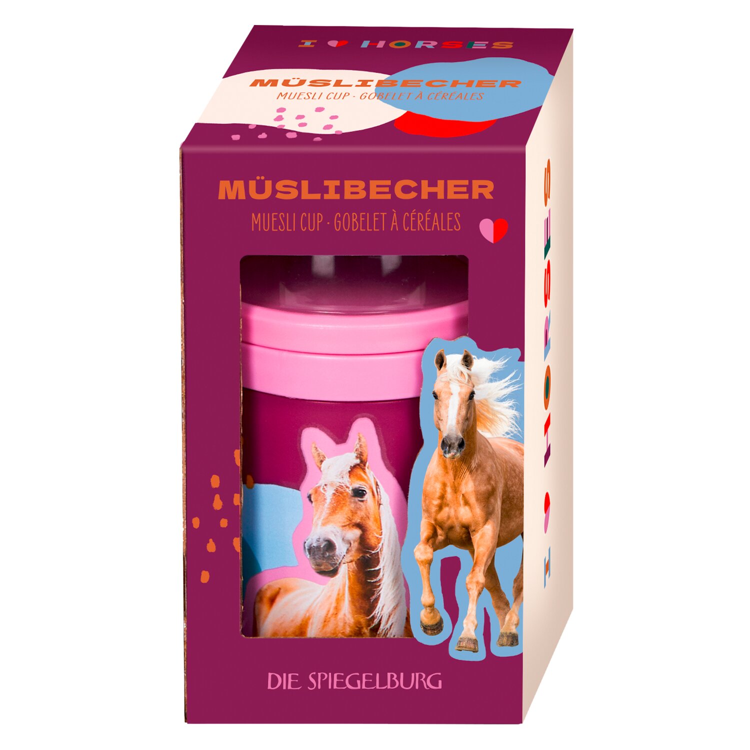 DIE SPIEGELBURG Müslibecher I love Horses 