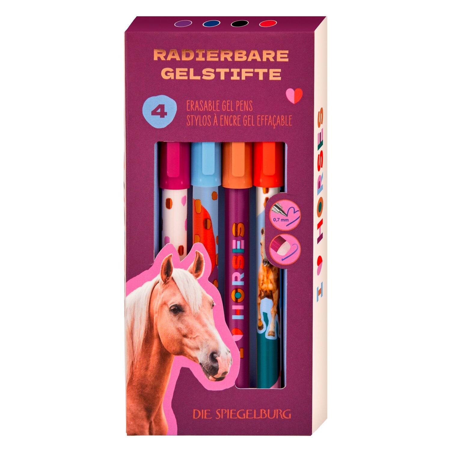 DIE SPIEGELBURG Radierbare Gelstifte I Love Horses 