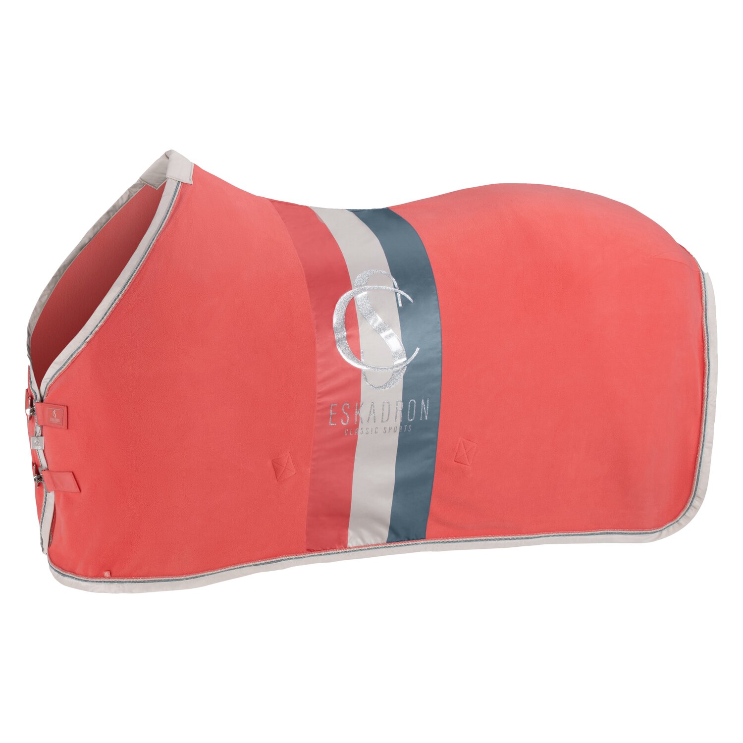 ESKADRON Classic Sports Abschwitzdecke Fleece Stripes coral blossom | 125 cm
