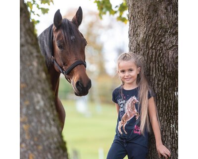 Miss Melody T-Shirt steigendes Pferd navy | 116 - Polo & T-Shirts - Loesdau  - Passion Pferdesport