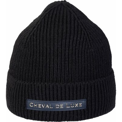 Cheval de Luxe Strickmütze mit Logopatch black | Einheitsgröße