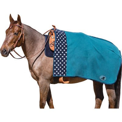 L-pro West Western-Fleecedecke mit Hornausschnitt petrol/navy | 135 cm
