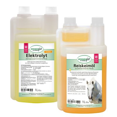 PFERDEfit by Loesdau Set Leistung II - Reiskeimöl und Elektrolyt 