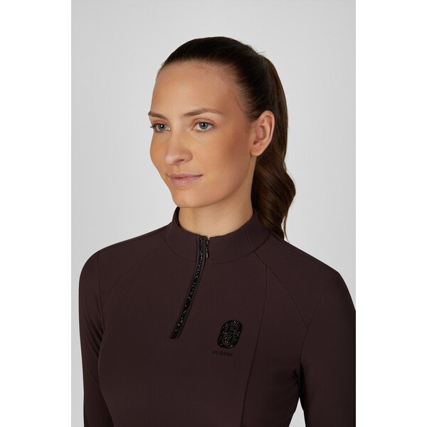 PIKEUR Selection functioneel shirt met rits en ribstructuur 