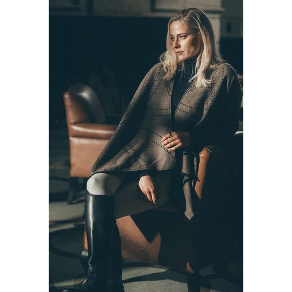 PIKEUR Selection bedrukte cape mocha cream | One size