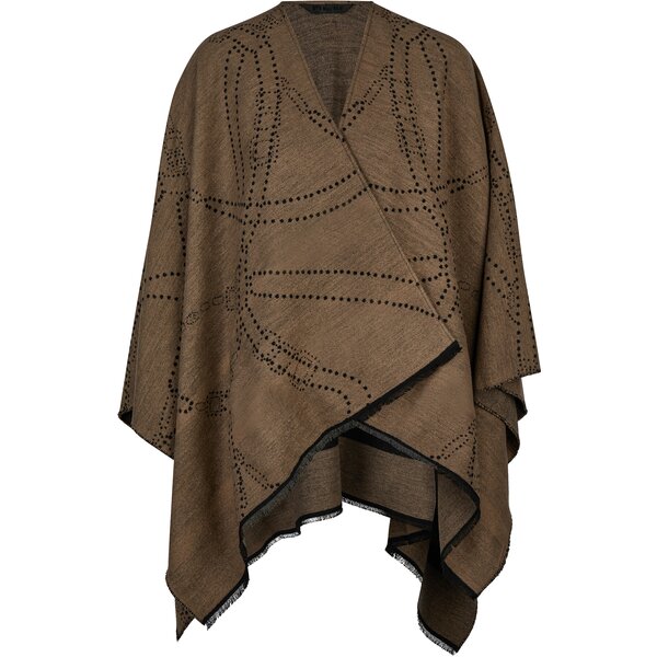 PIKEUR Selection bedrukte cape mocha cream | One size