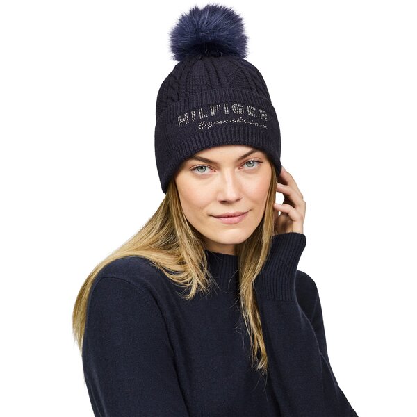 TOMMY HILFIGER EQUESTRIAN beanie met pompon Perry desert sky | One size