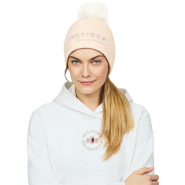 TOMMY HILFIGER EQUESTRIAN beanie met pompon Perry dove | One size