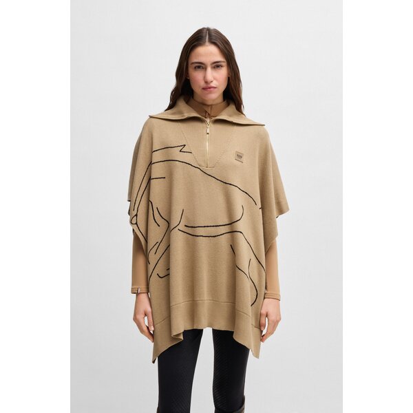 BOSS EQUESTRIAN gebreide cape Alisha camel | One size