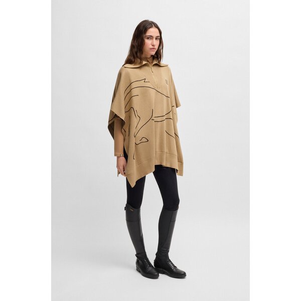 BOSS EQUESTRIAN gebreide cape Alisha camel | One size