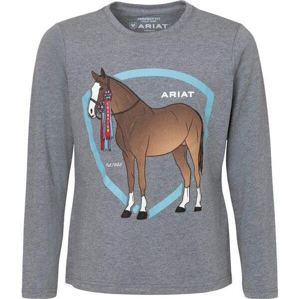 ARIAT Langarmshirt Champion Pony heather grey | XS / 122