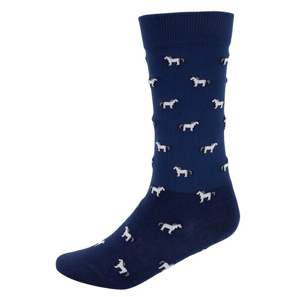 black forest kids kinderkniekousen met paarden-all-overprint navy | 23-28