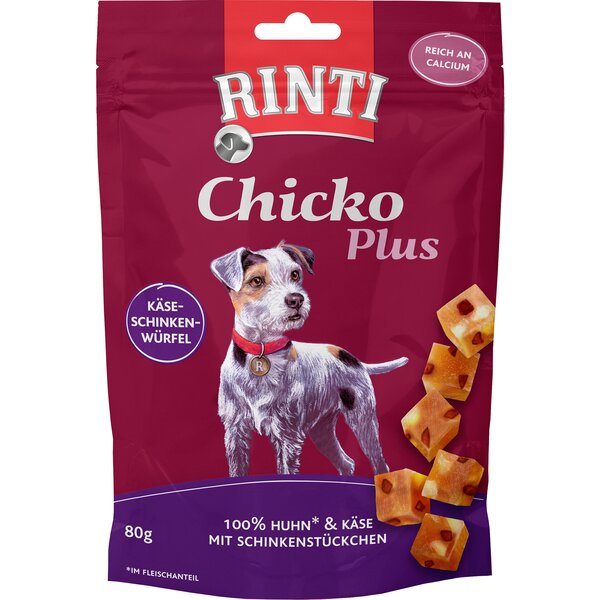 RINTI Snackwürfel Chicko Plus 80 g | Käse-Schinken