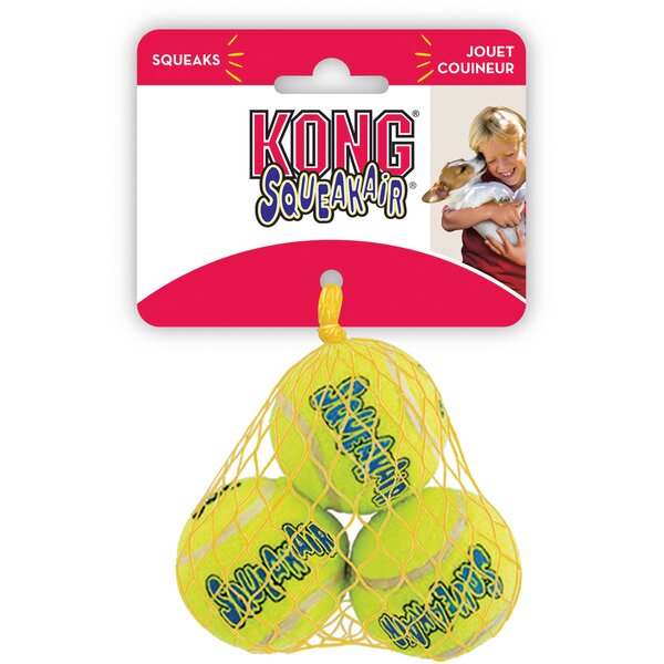 HUNTER KONG Airdog Squeakair Balls gelb | S (3 Stück, Ø 5,1 cm)