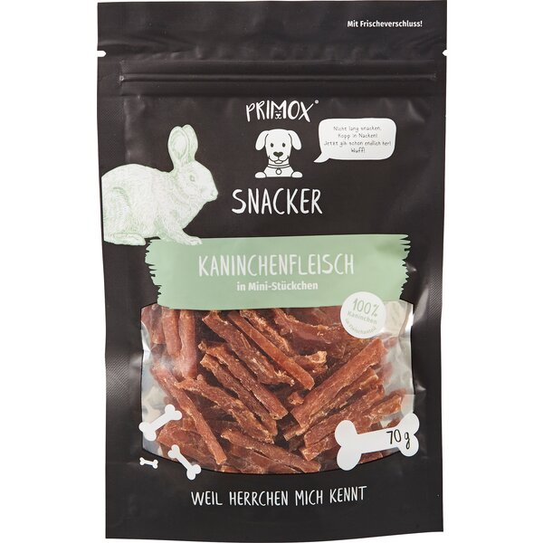 PRIMOX Fleisch-Snack in Mini-Stücken 70 g | Kaninchen