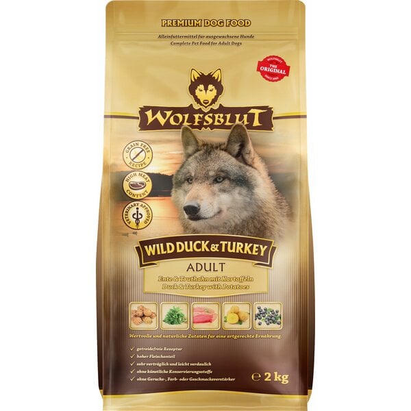 WOLFSBLUT Trockenfutter Adult Wild Duck & Turkey Ente & Truthan | 2kg