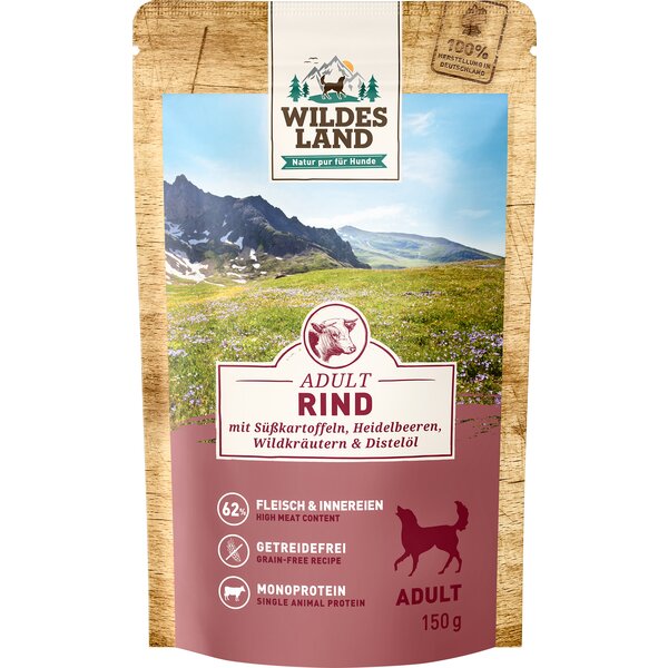 WILDES LAND Nassfutter Classic Adult 150 g | Rind