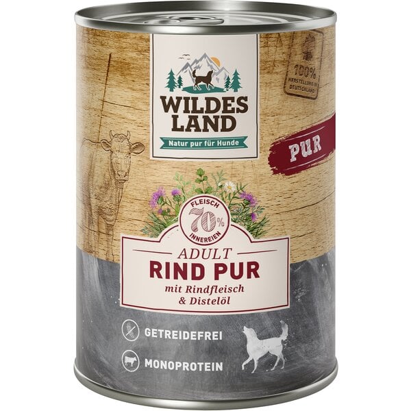 WILDES LAND Nassfutter PUR Adult 800 g | Rind