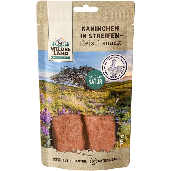 WILDES LAND Fleischsnack in Streifen 200 g | Kaninchen