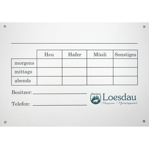 Loesdau Boxenschild weiß | A4