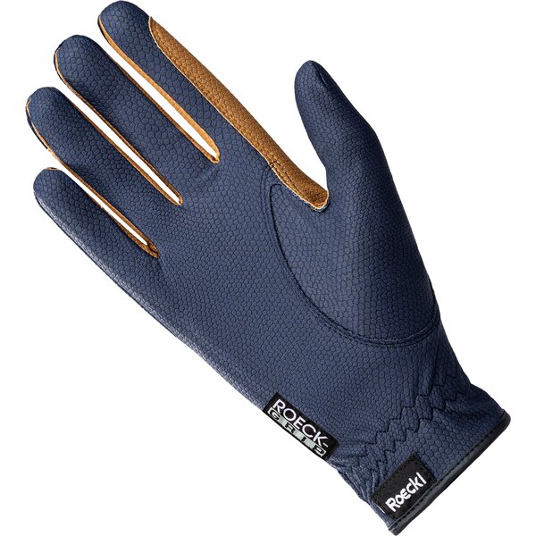 Roeckl rijhandschoenen Malta navy/caramel | 8,0
