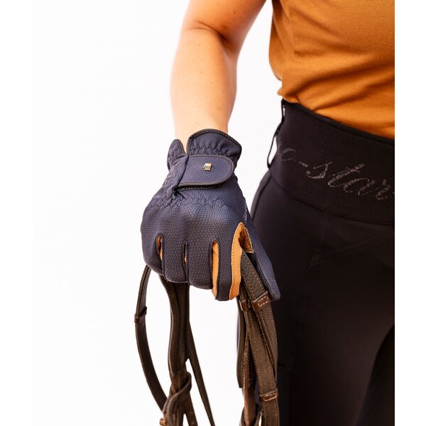 Roeckl rijhandschoenen Malta navy/caramel | 8,0
