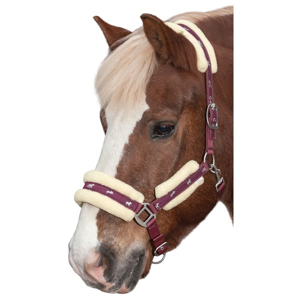 Horse-friends halster Vigo met kunstvacht burgundy | Pony