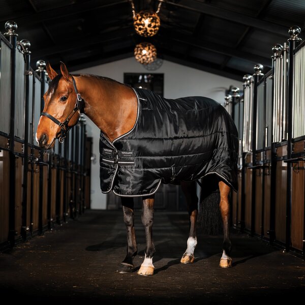 HORSEWARE Stalldecke Easy-Layer Stable 100g black / black&silver | 140 cm