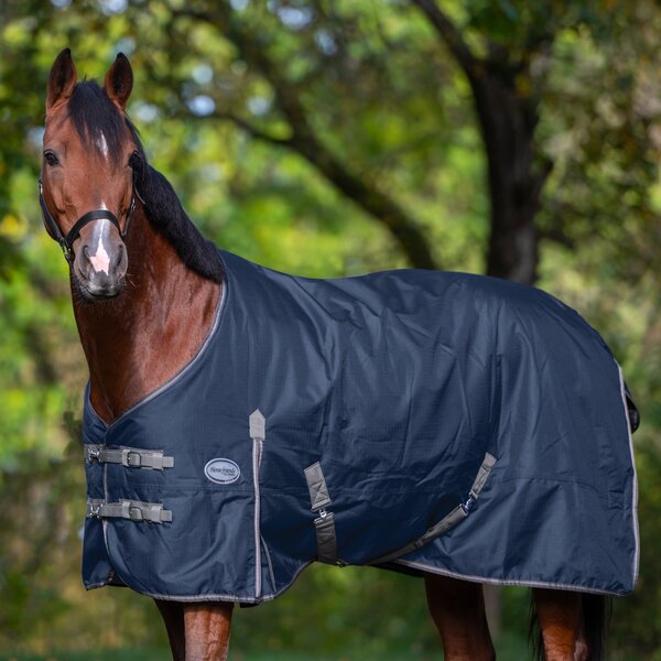 Horse-friends Outdoordeken Hamburg, 200 grams navy/grey | 125 cm