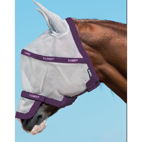 Horseware Fliegenmaske RAMBO Fly Mask Plus silver/plum Pony